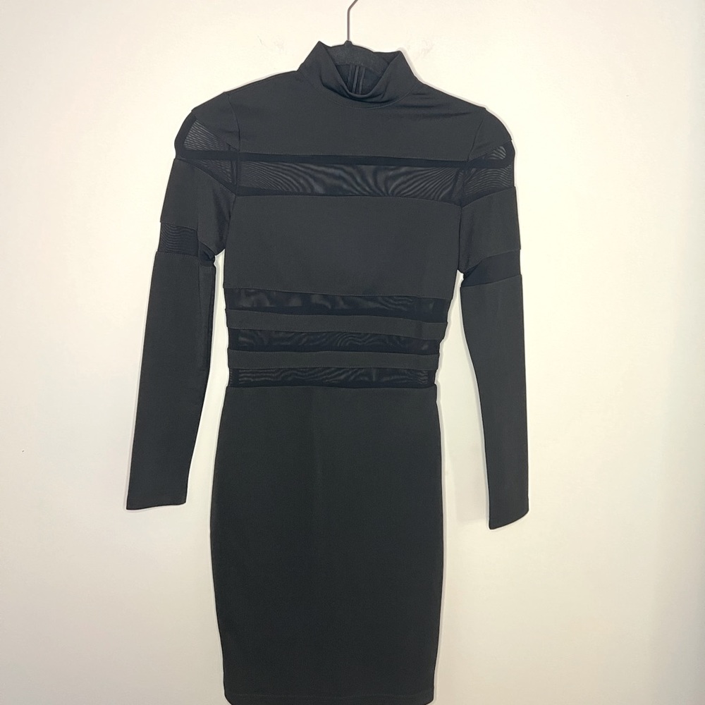 Black Mesh Bodycon Dress